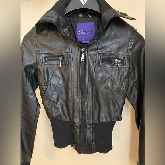 Miley Cyrus Black Faux Leather Jacket Girls XS - Picture 4 of 14